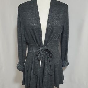 Charcoal Gray Tie-Front Cardigan Size Ex Large